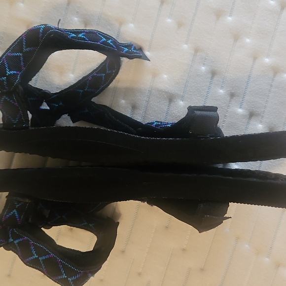 TEVA Black Sandals with Blue and Purple Accents, Size 11 - Picture 3 of 5